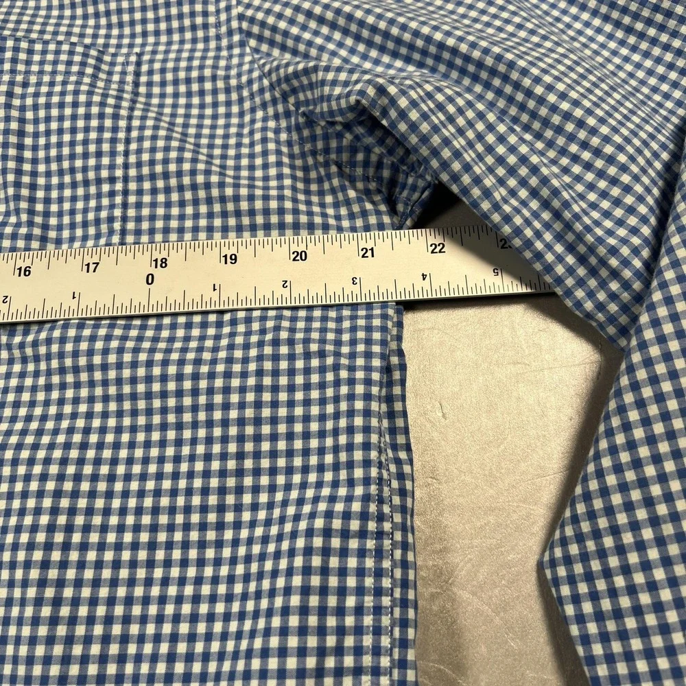 Banana Republic Mens Blue Gingham Soft Wash Tailored Slim Fit Shirt Large L 3089